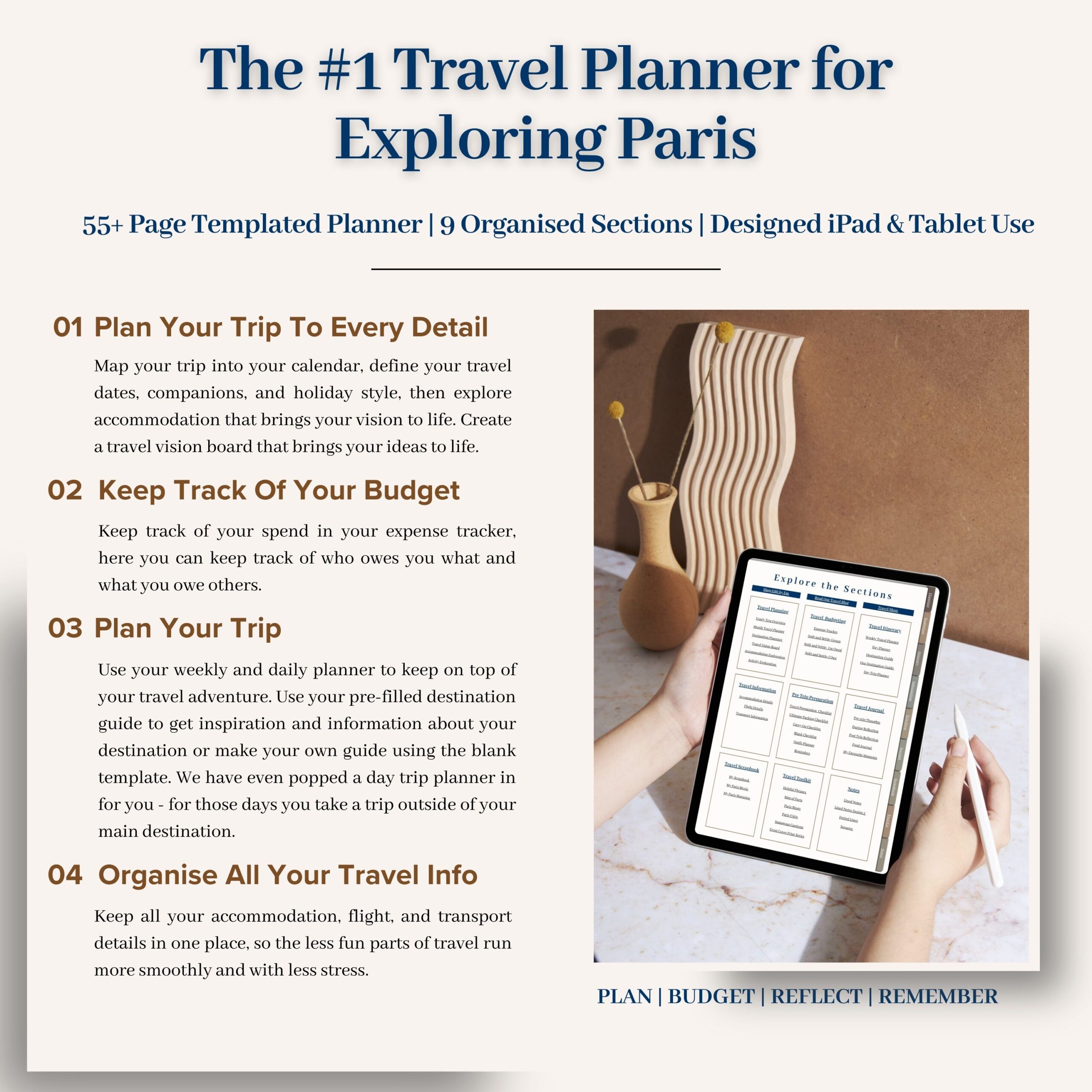 Paris Travel Planner | Digital Itinerary, Budget, Journal (iPad, Android Compatible) - Image 3
